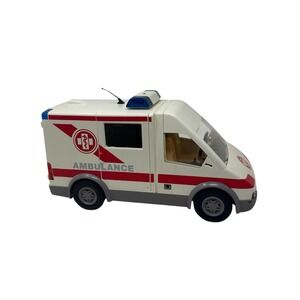 Playmobil Ambulance Geobra 2004 Blue Lights‎ Work on Top. Vintage Vehicle EMS